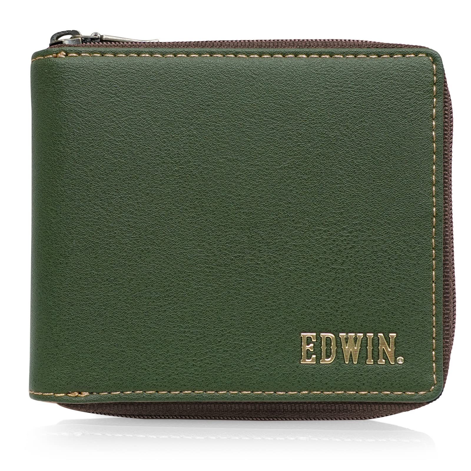 

Bifold Round Metallic Ripple Synthetic Foam Bill Coin Card Khaki [Edwin] Wallet, Zipper, Letter, Leather, Logo, Storage, Storage, Storage, хакі