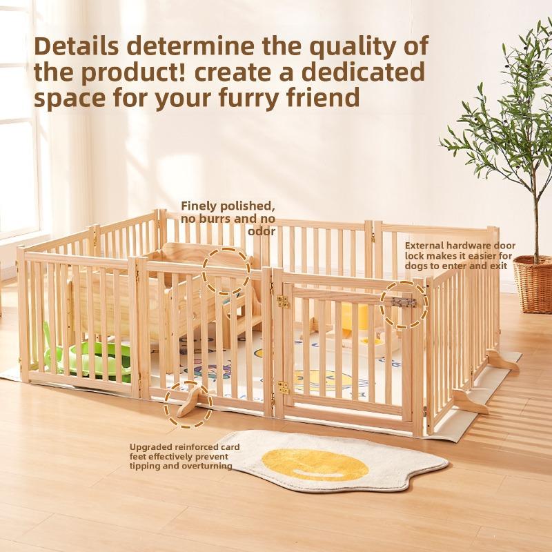 Wooden Pet Gate Expandable Dog Barrier for Small Breeds Foldable Dog Fences Free Combination Room Divider System for Dogs