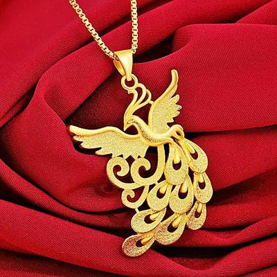 Gold Color Necklace Pendant Fashion and Versatile Phoenix Pendant Women's Jewelry