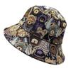 Cartoon Little Bear Fisherman Hat Cotton Hemp Cloth Jacquard Sun Protection Hat Foldable Face Covering Sun Caps Girl