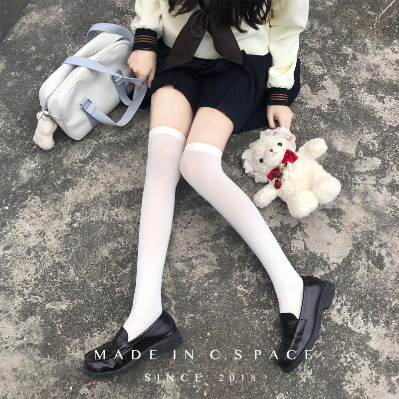 Velvet Calf Socks Women'S Thin Leg Socks Jk Socks Black Japanese Medium And High Knee Socks Tube Socks