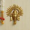 Soleil Métallique Doré Décoratif Ganesha Suspendu au Mur | Statue du Seigneur Ganesha Œuvre d'Art Murale - Pièce de Présentation Décorative pour la Décoration Murale