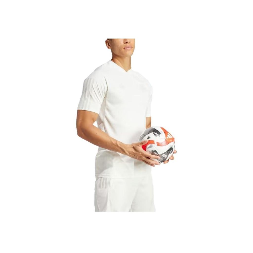 Adidas Solid Color Geometric Pattern Printed Short Sleeve T-Shirt Men Tops White HY3255
