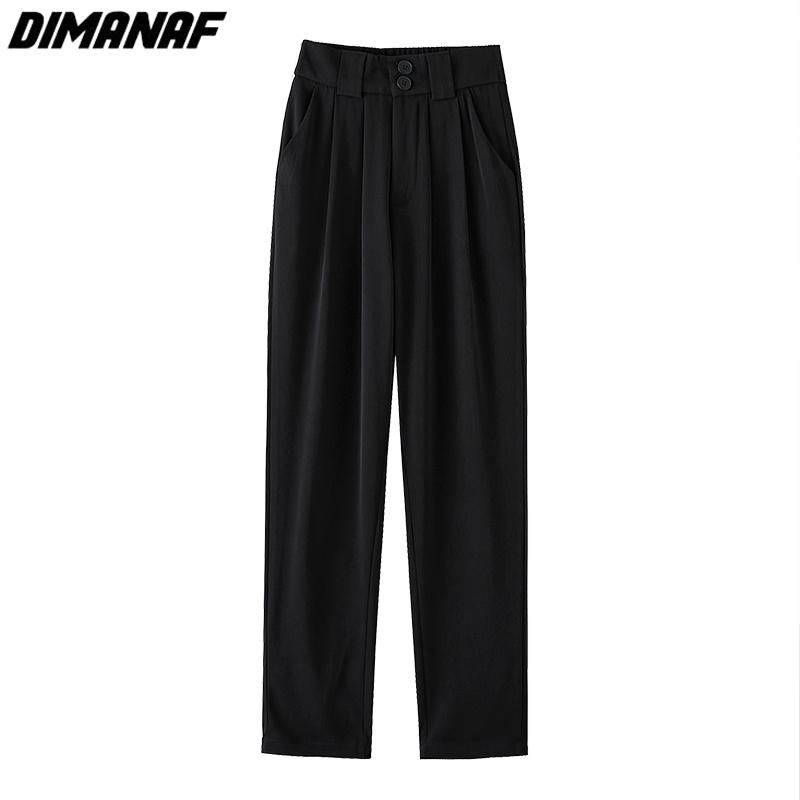 DIMANAF Plus Size Summer Long Pants Women Pants Loose Straight Casual Fashion Basic Trousers Wide Leg Pants 4XL