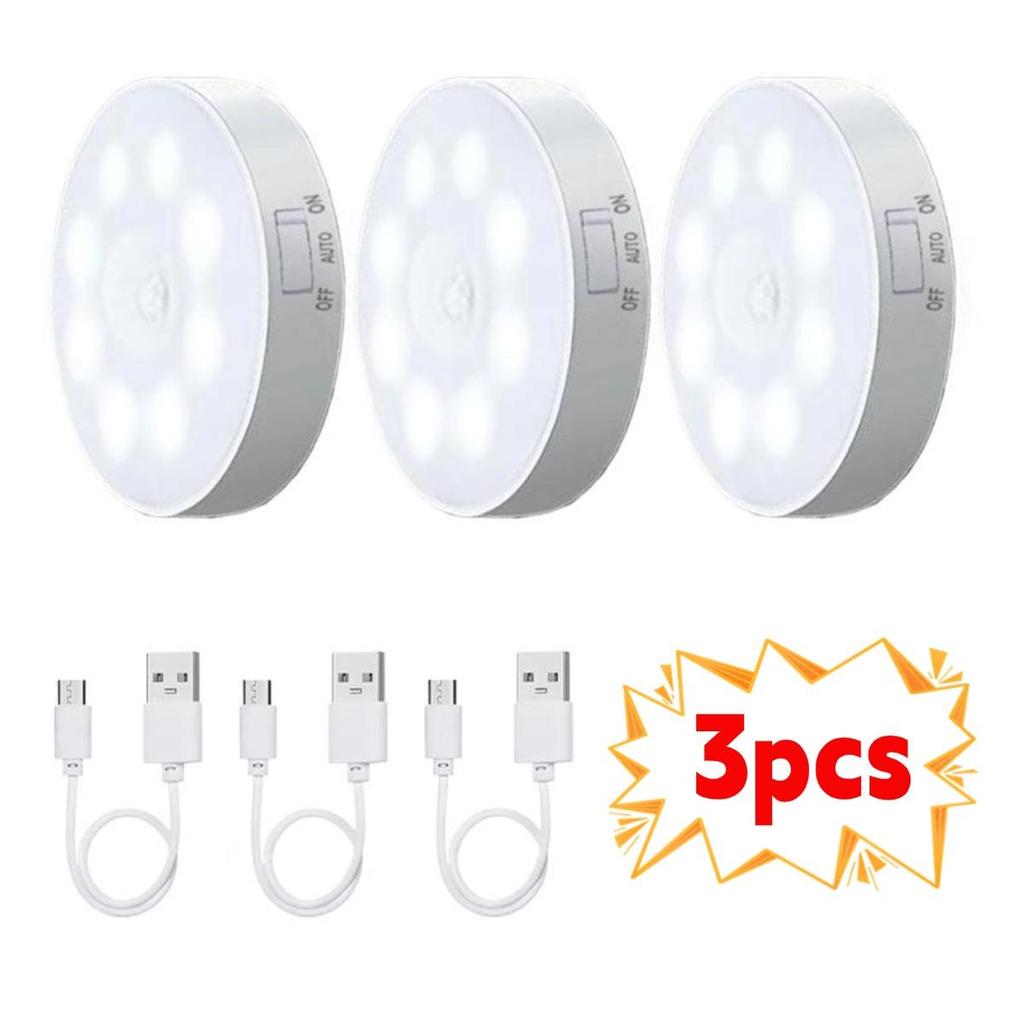 2/3/4/5 stk Bevegelsessensor LED Nattlys USB Oppladbar Nattlampe for Kjøkkenskap Garderobelampe Trapp trådløs Skaplampe