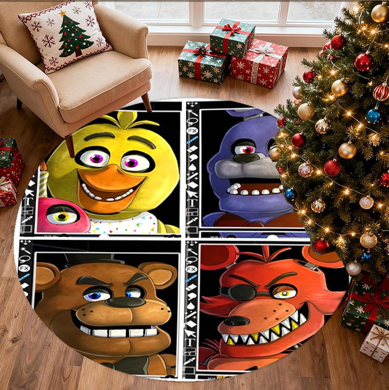 Five Nights at Freddy's Pattern Round Rug, Indoor/Outdoor Mat, for Picnic, Gameroom, Bedroom, Office, Living Room, Home Decor Carpet, Birthday Gift