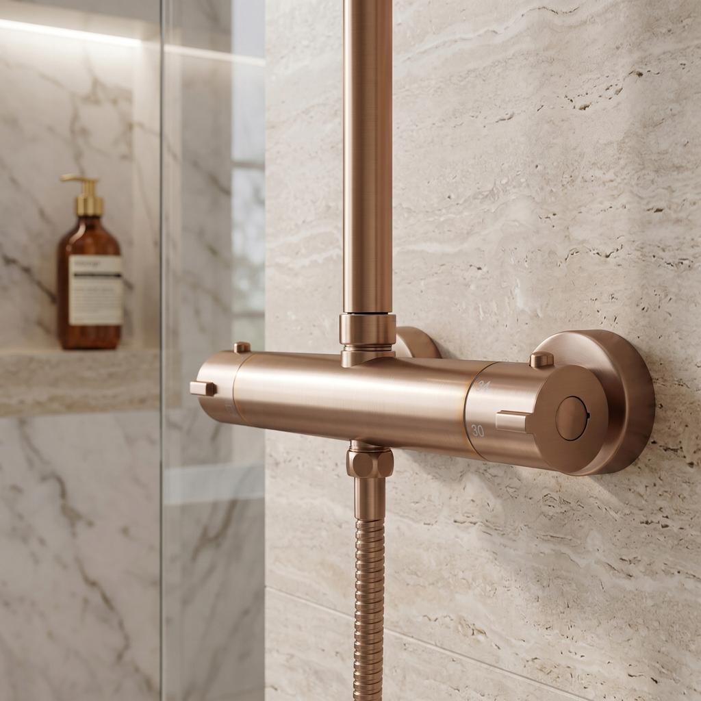 Rea Parot Brushed Copper Surface-Mounted Shower Set