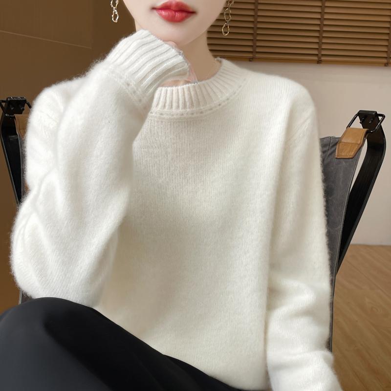 Women's Cashmere Sweater Qinghe Cashmere 30% Cashmere 70% Wool Autumn and Winter Pullover Warm and Fashionable