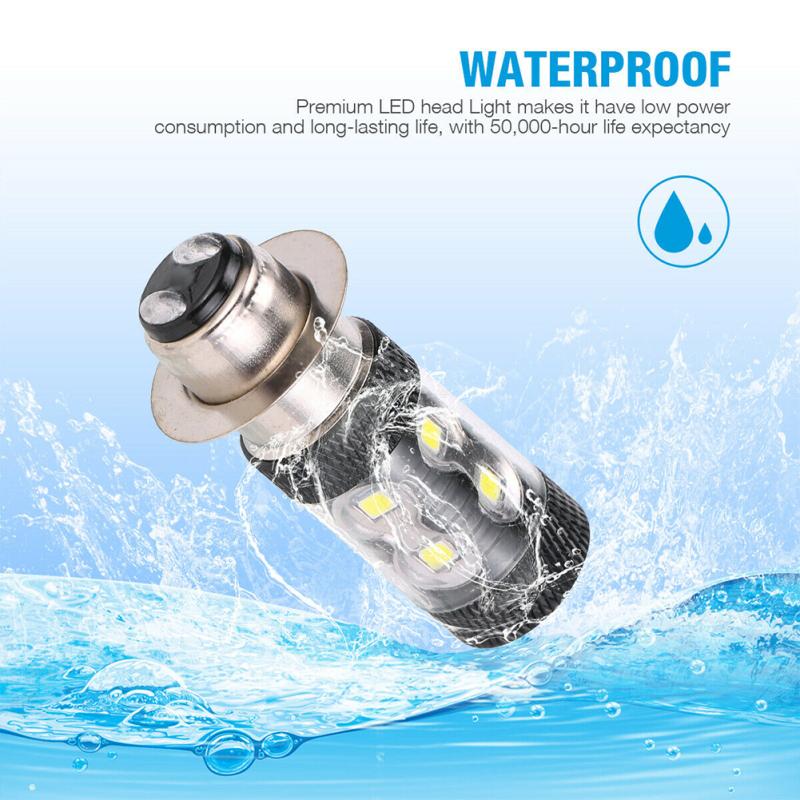 1 Pair H6/p15d 10smd 50w H6m Motorcycle Led Headlight Bulb 1000lm 6000k Dc12v-24v 360 Degrees