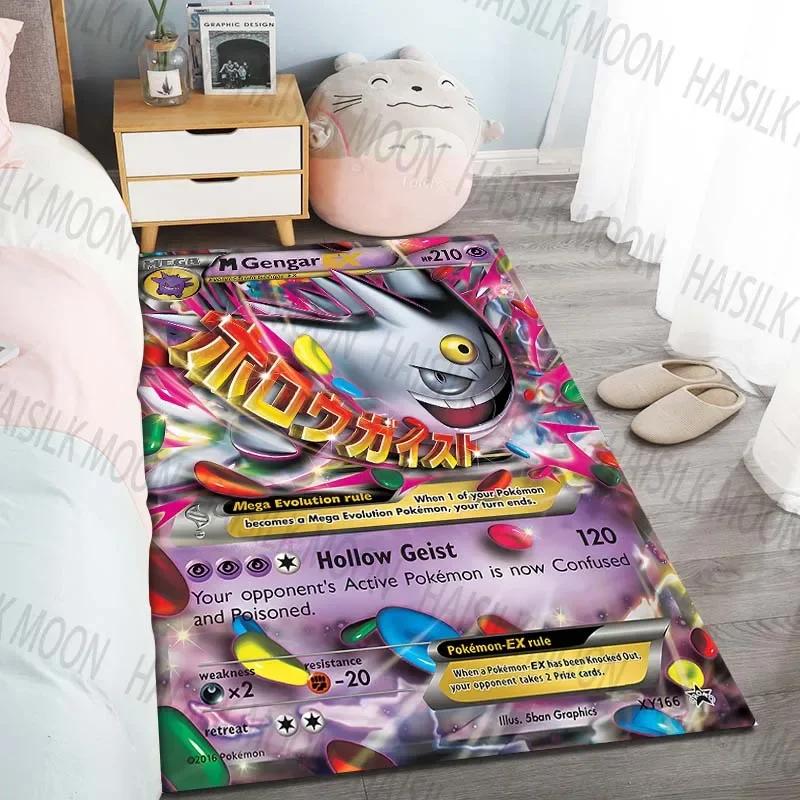 HD Classic Gengar Pokémon Cards Pattern Carpet for Living Room Bedroom, Sofa Floor Mat, Modern Simple Style,Machine Washable Rug
