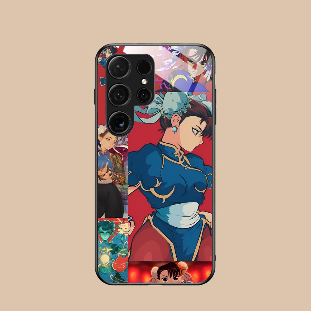 Street Fighter Chunli Phone Case for Samsung Galaxy A56 55 54 53 52 51 36 35 34 23 16 15 5G Glass Colorful Cover Luxury Pretty