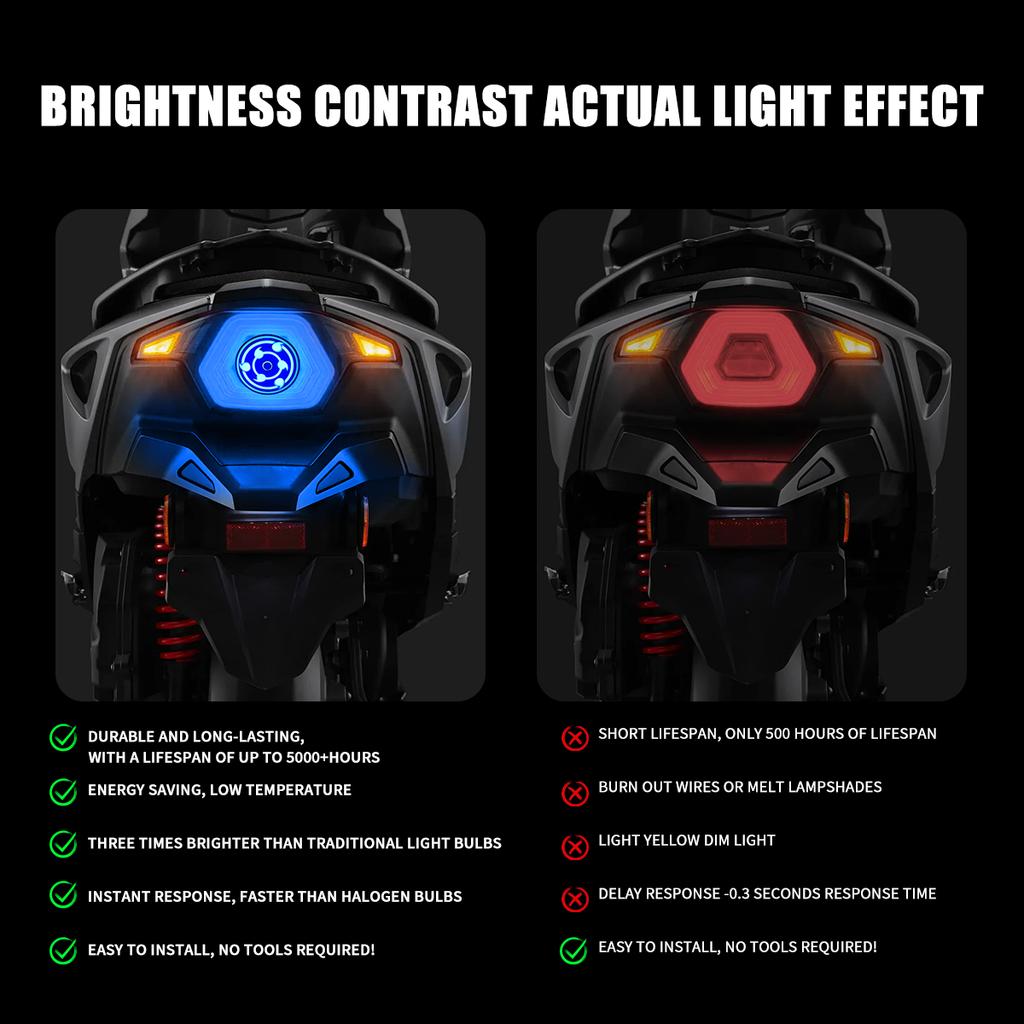 Motorcycle Brake Light Hokage Wheel Eyes Rotating Rainbow Flashing Tail Light Auxiliary Bulb Anime Thememodification Accessories
