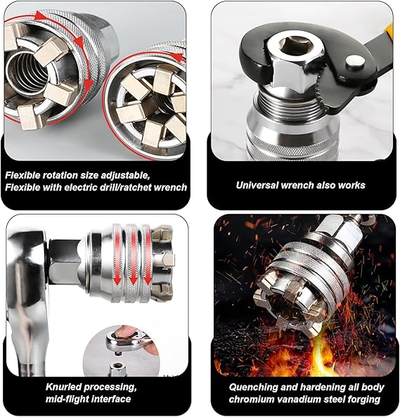 Adjustable Socket Wrench Set Multi-Function 3/8" Drive 10-19 Mm Adjustable Hex Universal Socket