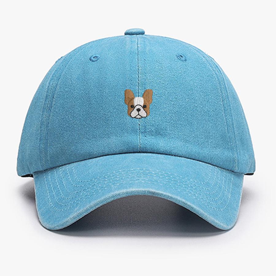 Embroidered Mini French BullDog Vintage Cotton Baseball Caps Unisex Women Washed Hat Sports Fishing Dad Summer Peaked Cap