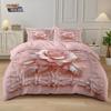 3Pcs Imitation Three-Dimensional Rose Flower Print Down Duvet Cover Set, Multi Size Bedroom Bedding Decoration, Machine Washable
