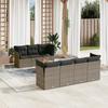 Vidaxl 8-Cz. Gartenmöbel-Set mit Kissen, Grau, Polyrattan