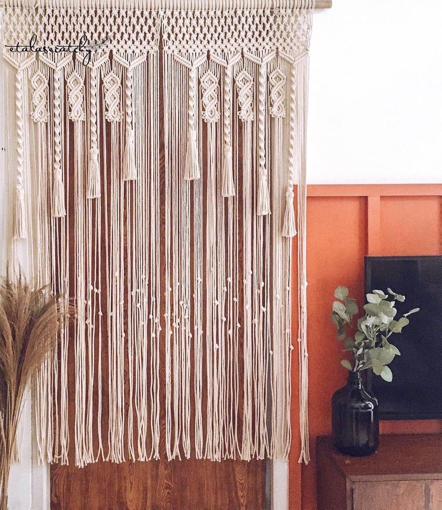 Handmade Woven Cotton Rope Tapestry Door Curtain: Nordic Bohemian Style for Home Decor