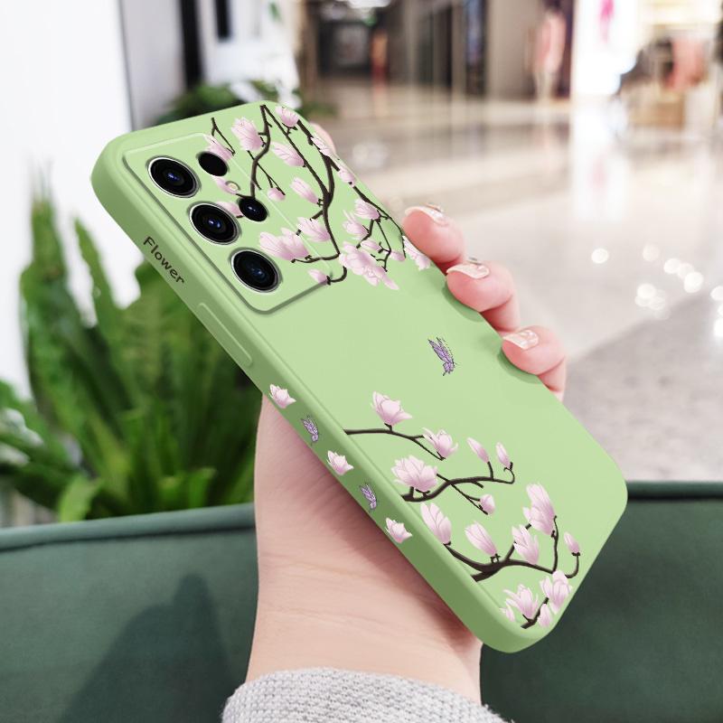 Flower Branch Dance Phone Case For Samsung Galaxy S25 S24 S23 S22 S21 S20 Ultra FE S10 S10E Plus Note 20 Ultra Silicone Cover