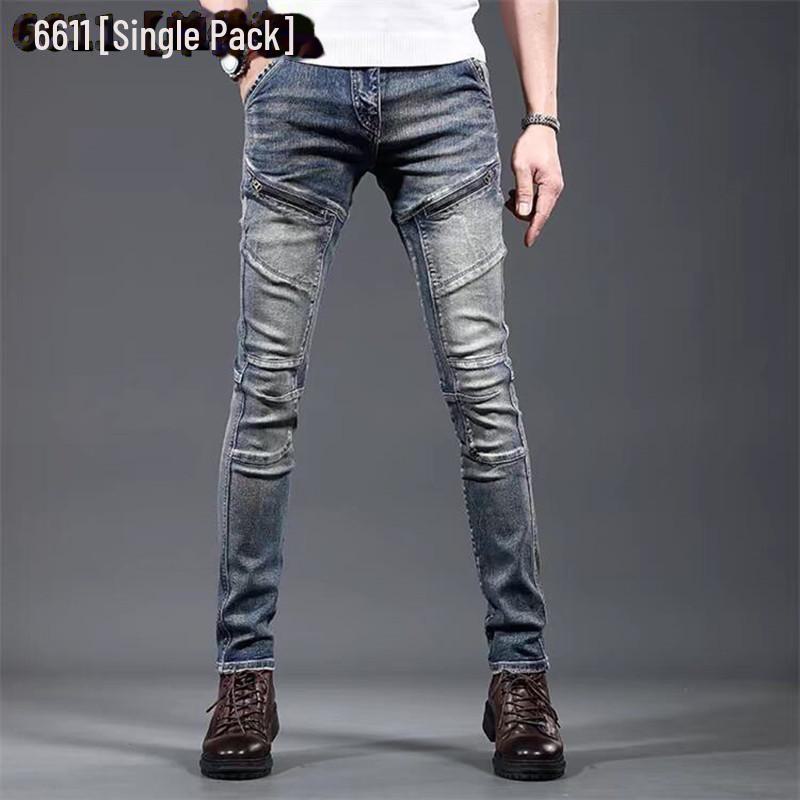 Men's Slim-Fit European High-End Motorcycle Jeans - New Spring 2024 Trend