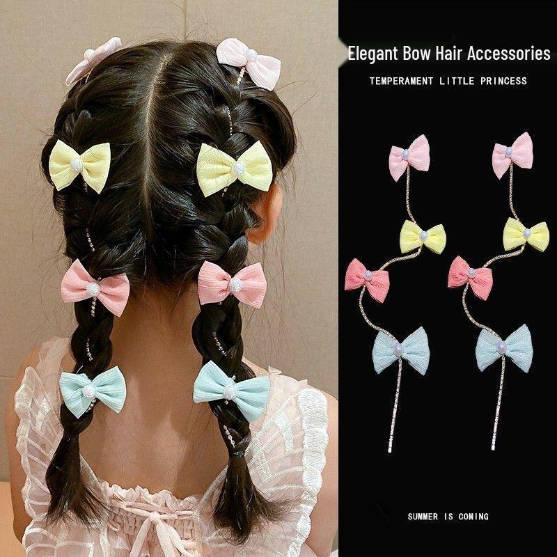 Bunte Schmetterling & Perlen Schleife Haarspange für Mädchen - Koreanisches Sommer Haaraccessoire
