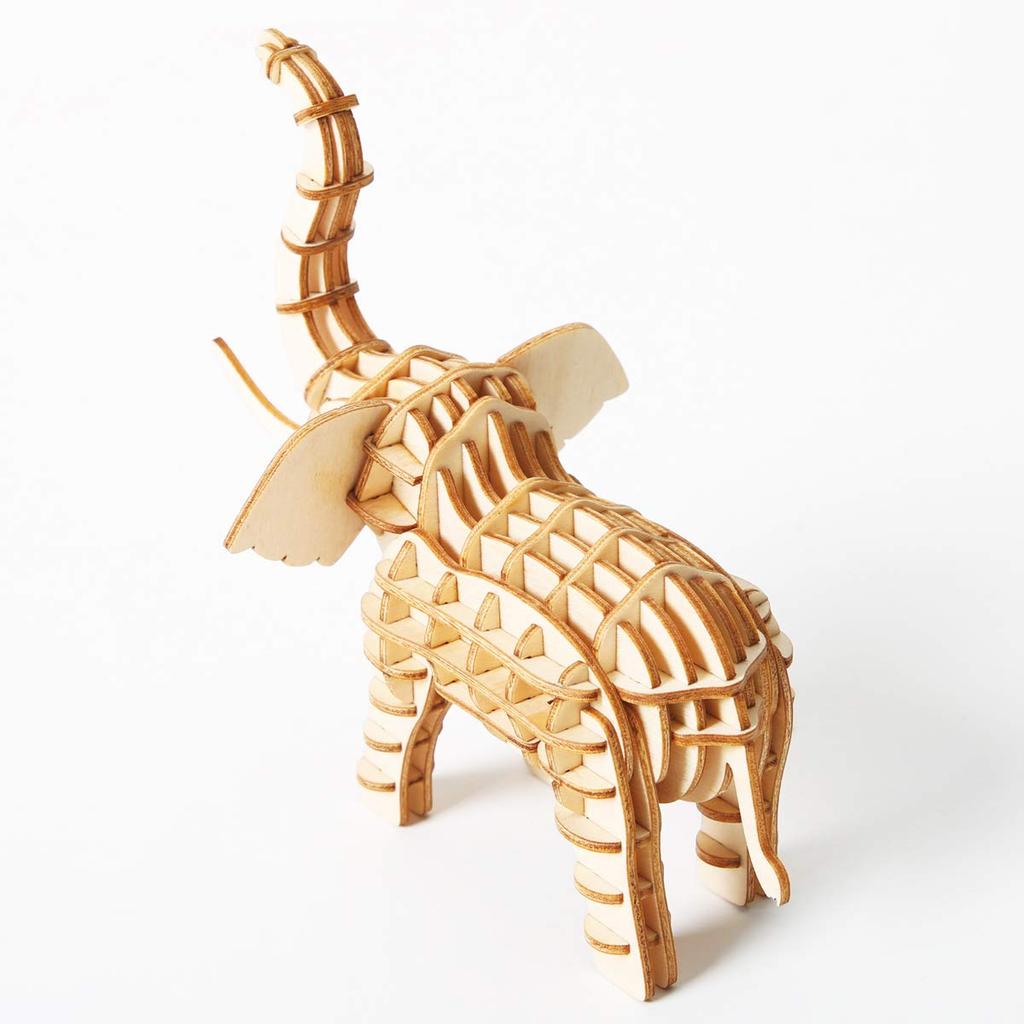 Tsukurun 3D Wood Puzzle TG203 Elephant Instructions Desu® (Japanese Included)