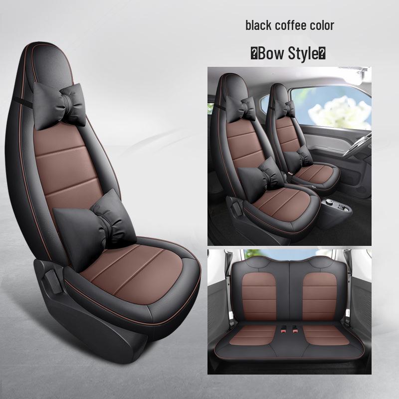 Wuling Mini Cute Cartoon Leather Car Seat Cushion Cover - Universal Fit, All Seasons