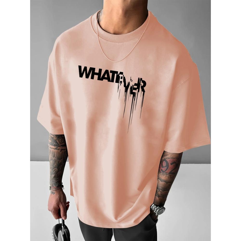 WHENEVER" Men's Bold Graphic Print Casual T-Shirt - ,  Short Sleeve, Round Neck, Machine Washable - Ideal for Spring & Summer