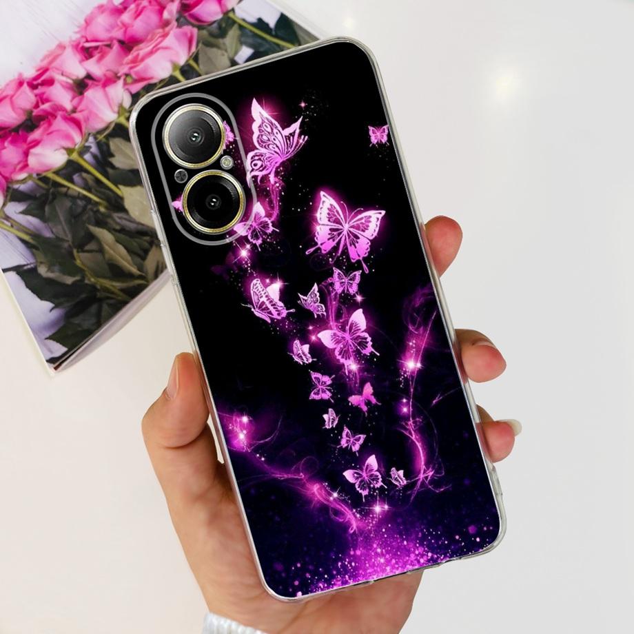 Weiche TPU-Stoßstange Hüllen für Realme C67 4G RMX3890 Rückabdeckung Dünnes Klares Silikon Handyhülle Damen Mode Malerei Funda C 67 4G