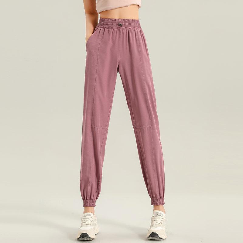 Women's High-End Quick-Dry Yoga & Running Set: Summer Half-Zip Short Sleeve Top with Loose Casual Ice Silk Pants