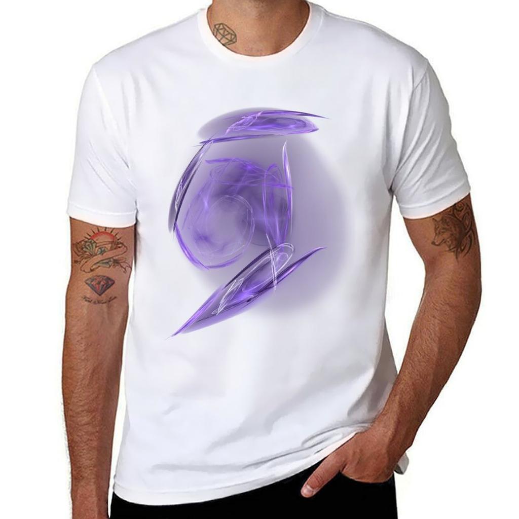 Purple Fractal Vertical Tshirt Street Fashion Casual Tee Shirt