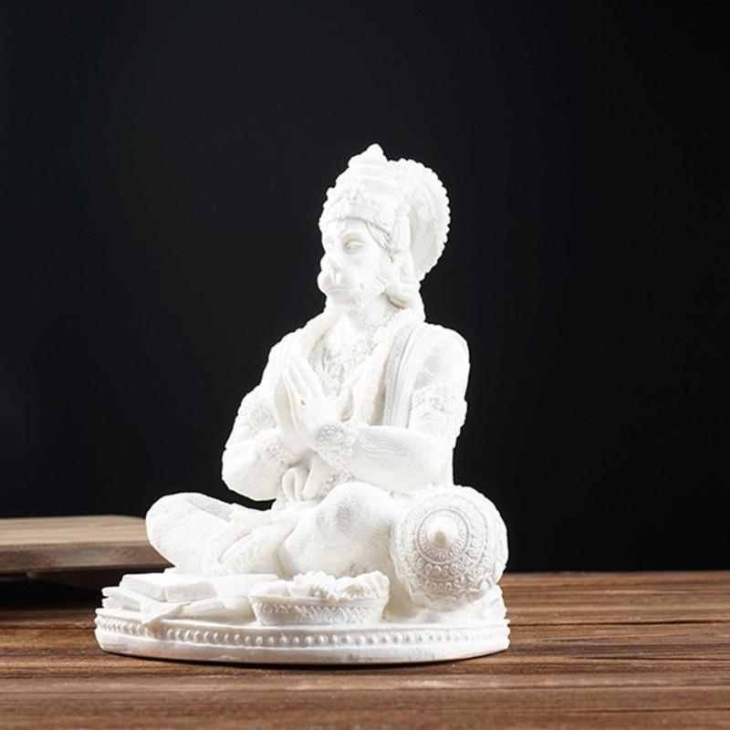 Wykwintna Statua Hanumana Rzeźba Hinduistyczna Bóg Siły Figurka z Żywicy Dekoracja Stołowa do Domu Ornament Świątynny