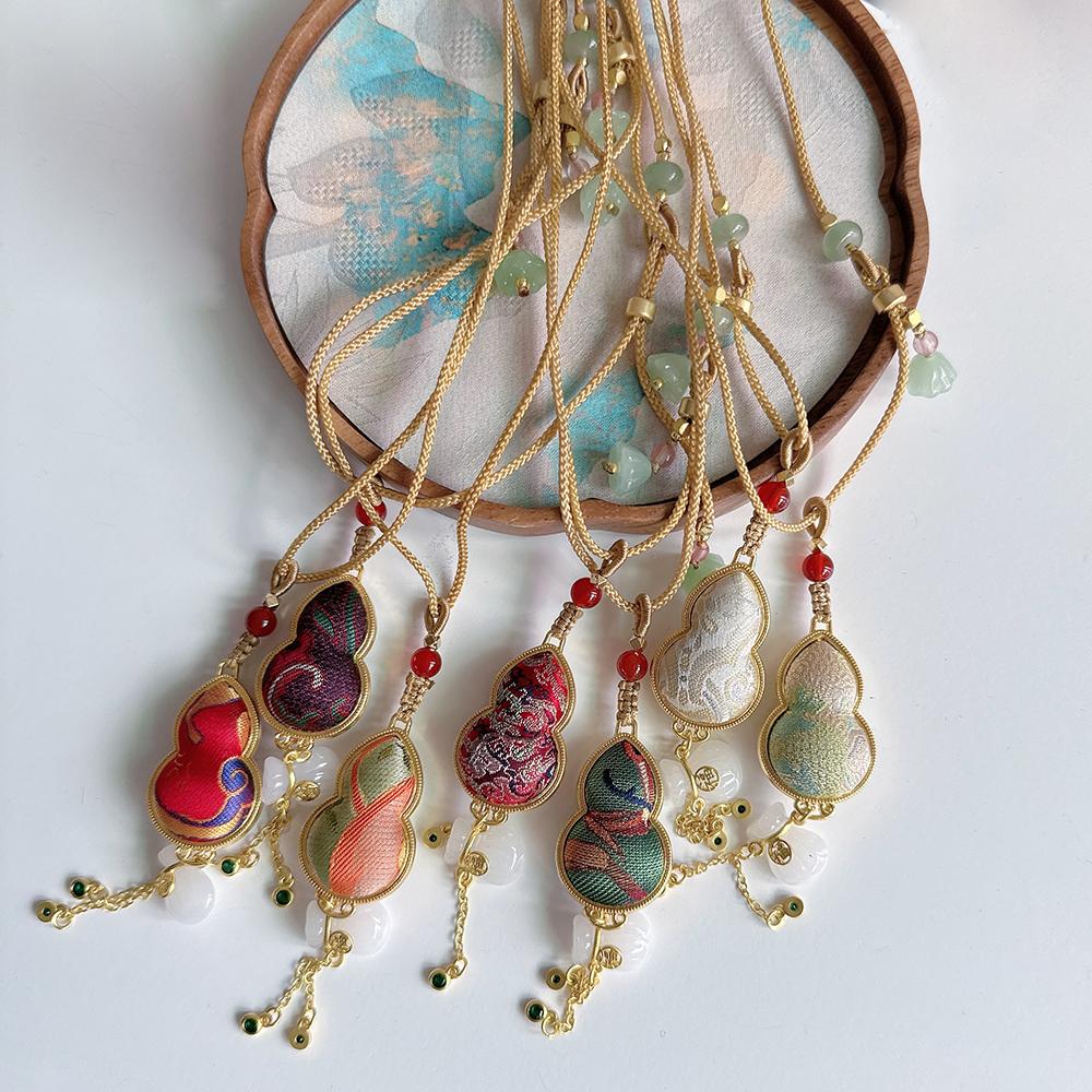 New Chinese Style Song Or Shu Brocade Gourd Pendant Necklace On The Neck Handmade Luxury Accessories Clothes Mulberry Silk 100%