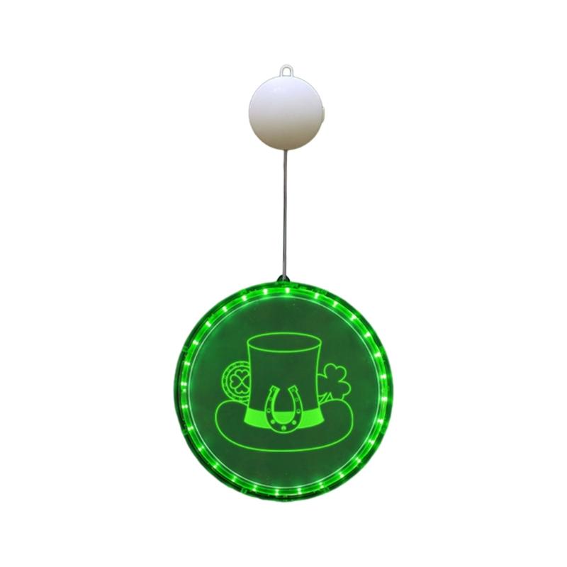 

Patricks Day Decorations Window Light Battery Operated Green Irish Hat Hanging LED Light for Wall Window Home Porch 1