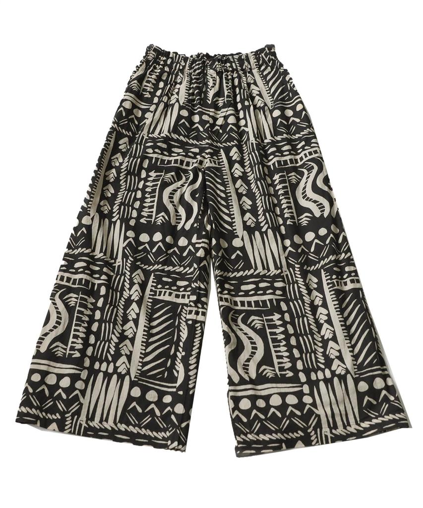 Antiqua Indian Cotton Regular Size Black Women's Wide-Patterned Pants, IYA-00009, (S-L Size), 05,