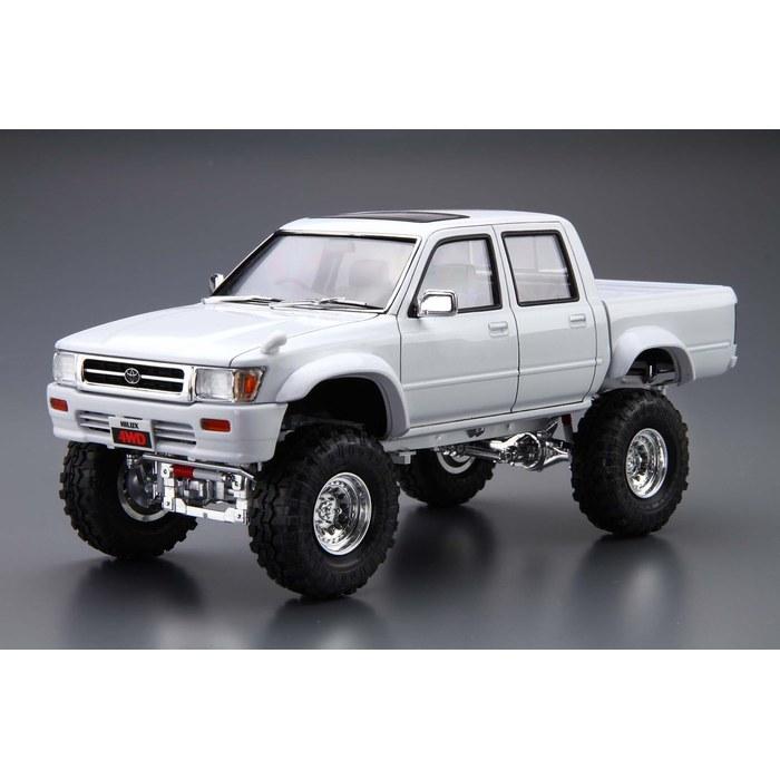 AOSHIMA Tuned Car LN107 Hilux Pickup Double Cab Lifted '94 (Toyota) 1/24 Scale Plastic Model White