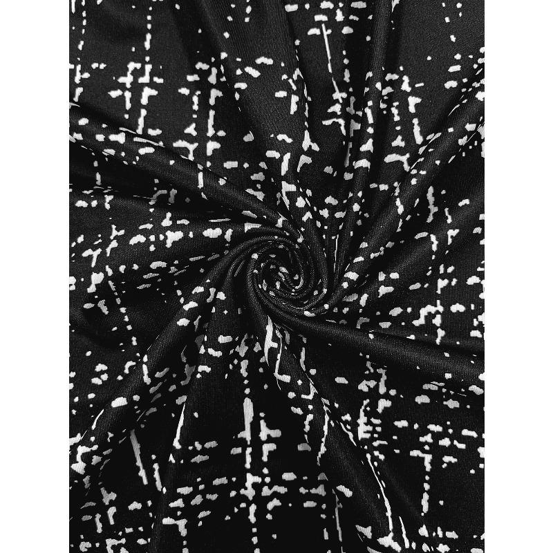 Plus Size Women's Cute Black & White Print Blazer, Lightweight 3/4 Sleeve Open Front Jacket, Super Comfy for Daily & Office Wear