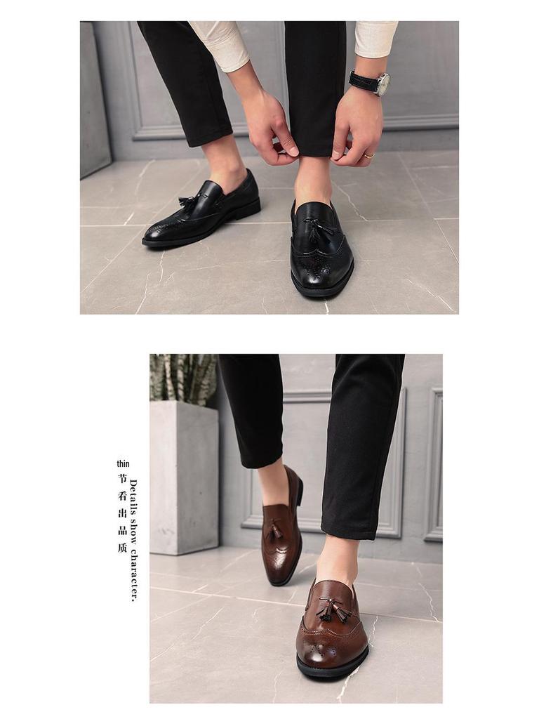 Men's Plus Size Tassel Leather Brogue Shoes - Casual Slip-On for Business or Weddings