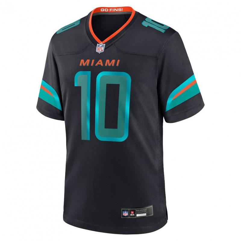 Mens NFL Miami Dolphins 10 Bo Nix Football Jersey Short Sleeve Cotton Blend Sports Tee Fan Wear