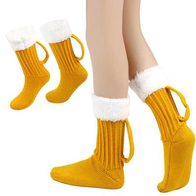 Höst- och Vinterstickade Ölsockor Tjocka Ullsockor Hemfotöverdrag Golvsockor Varma Mellanlånga Sockor Julklappar