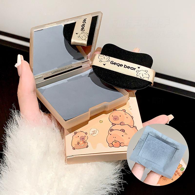 Facial Oil Absorption Paper With Mirror Puff Matte Oil Control Loose Powder Facial Wipes Oil Absorption Facial Clean Beauty