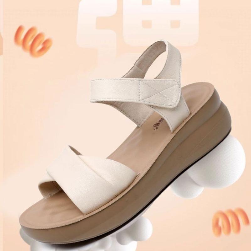Summer Women's Shoes Platform-soled Wedge Heel Fashion One-button Open-toe Fashion Mom Fashion Sandals