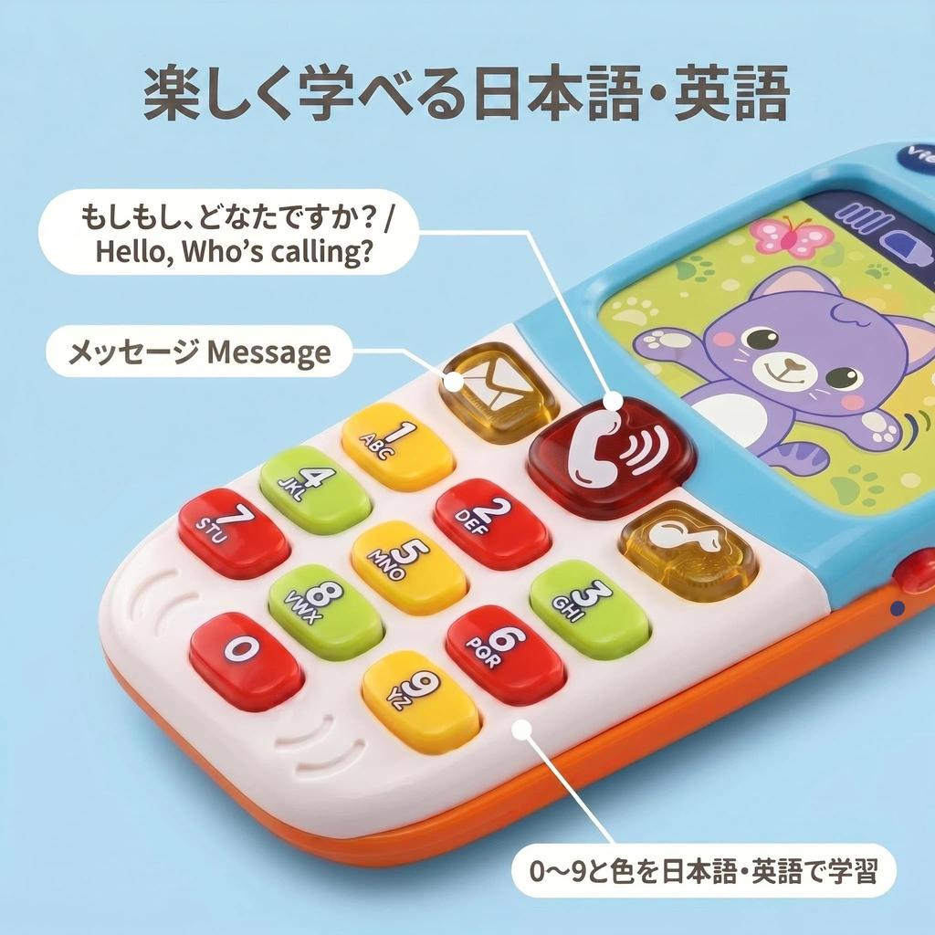 VTech Little Smart Phone English/Japanese Learning Toy, Ages 6–36 Months