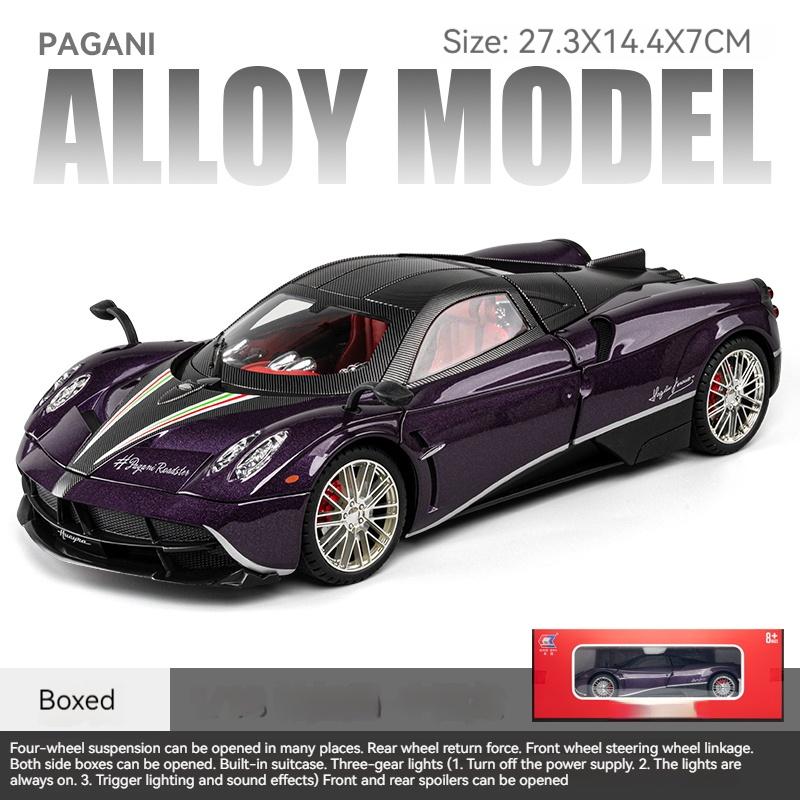 

1/18 Scale Pagani Huayra Dinastia Alloy Sports Car Model Diecasts Metal Racing Car Model Simulation Sound and Light Childrens Toy Gift фиолетовый