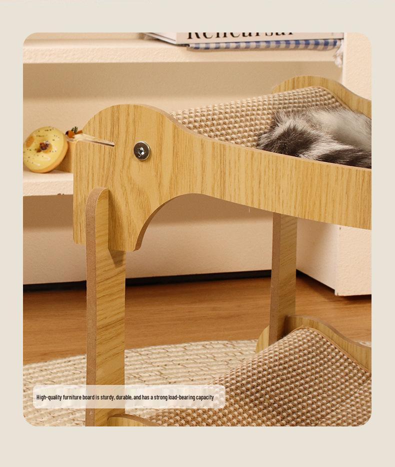 Multi-Level Wooden Cat Scratcher: Durable Sisal, Lint-Free, Stackable, Cat House with Claw Board