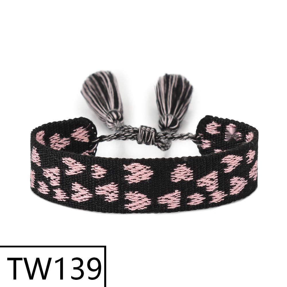 Handmade Bohemian Embroidered Logo Tassel Bracelet - Ethnic Style Friendship Band