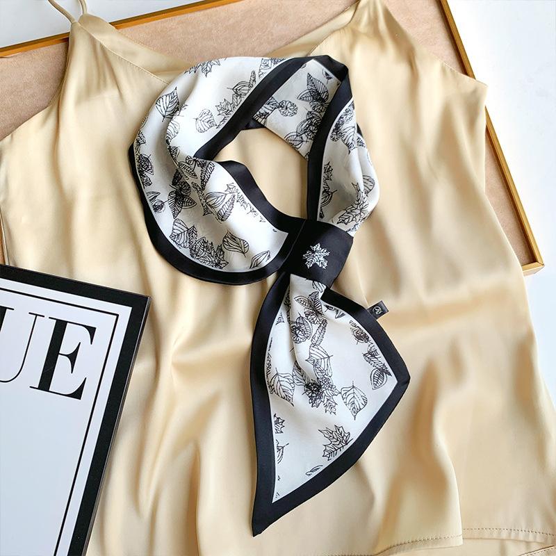 Longue petite écharpe en soie, écharpe haut de gamme, sac de reliure, écharpe de chemise assortie polyvalente