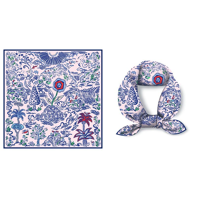 

Шарф из твила, модный летний тонкий платок с принтом, квадратный шарф для женщин, повязка на голову 53*53CM