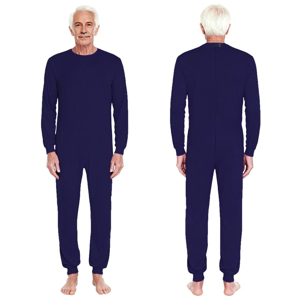 Unisex Yaşlı Anti Strip Adaptif Tulum Bisiklet Yaka Uzun Kollu Arka Fermuarlı Uzun Pantolon Tek Parça Tulumlar