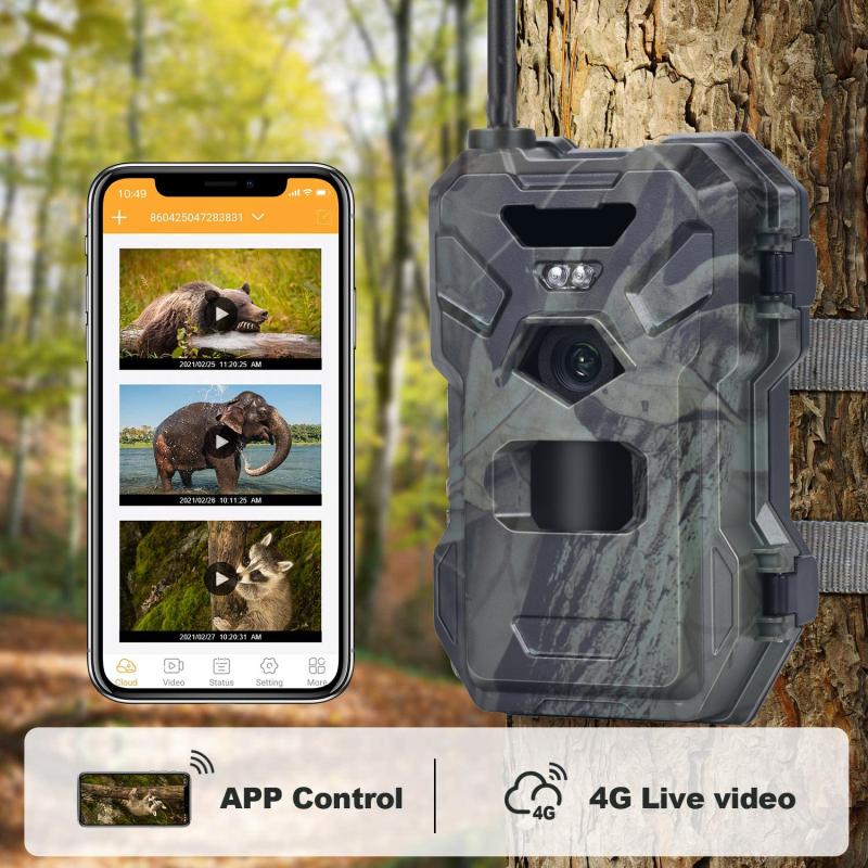 Outdoor 4g 30mp Hd 2k App Control Night Vision Trap Game 120 Degree Hunting Trail Cam Wireless Cellular Wildlife Camera Cam