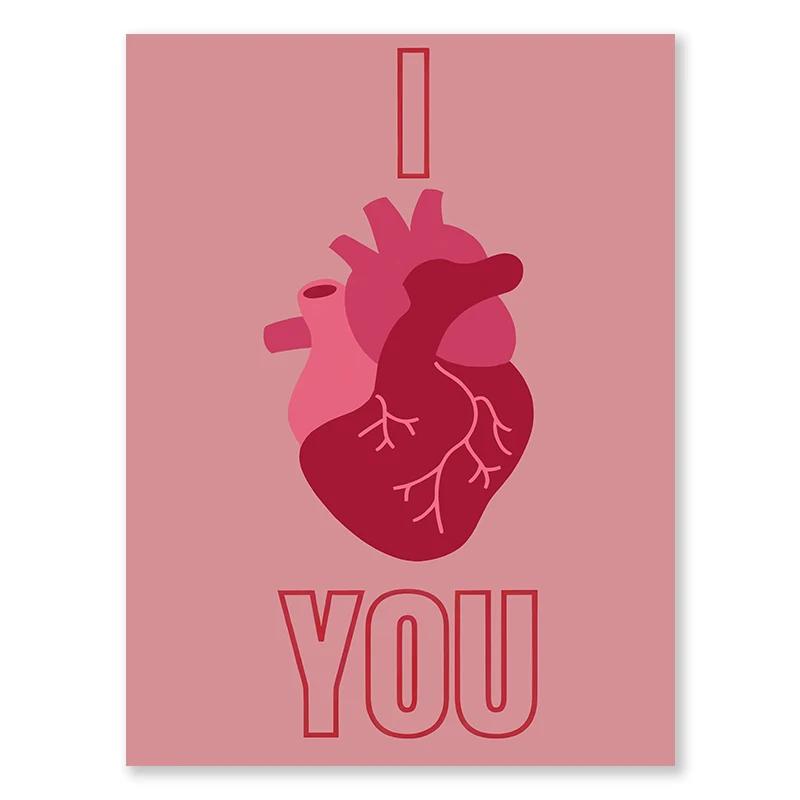 Valentýnský pár Láska Plakát Růžová Série Nástěnná malba Láska Třešeň Abeceda Moderní Tisk Obývací pokoj Ložnice Dekorace Plakát